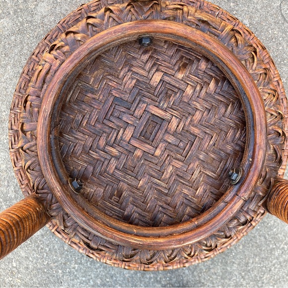 Rattan Pedestal Side Table - Picture 8 of 11